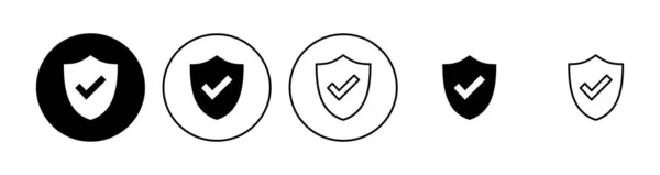 Набір Значків Перевірки Щита Знак Схвалення Захисту Безпечний Вектор Піктограм — стоковий вектор