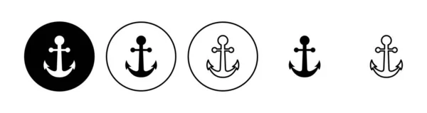 Ikona Kotvy Nastavena Logo Kotevního Symbolu Ikona Kotvení Moře — Stockový vektor
