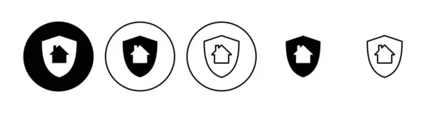Icon Set Für Hausversicherungen Heimatschutz Ikone — Stockvektor