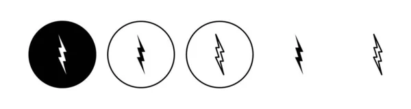 Blitz Icon Gesetzt Elektrischer Symbolvektor Macht Symbol Energiezeichen — Stockvektor