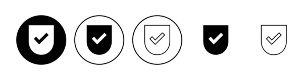 Conjunto Iconos Marca Verificación Escudo Protección Aprueba Signo Icono Seguro — Vector de stock