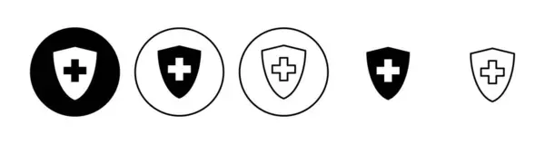Набор Значков Медицинского Страхования Значок Страхового Медицинского Документа — стоковый вектор
