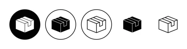 Burk Ikon Set Box Vektor Ikon Förpackning Paket — Stock vektor