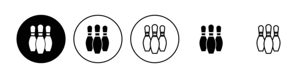 Bowling Ikon Set Bowlingboll Och Pin Ikon Kägelbultar — Stock vektor