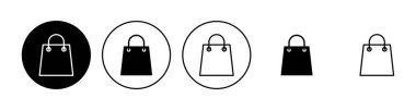 Alışveriş poşeti ikonu seti. alışveriş simgesi vektörü