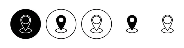 Pin Icon Set Вектор Значка Местоположения Значок Назначения Пин Карты — стоковый вектор