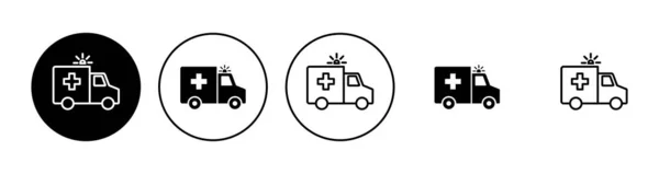 Ensemble Icônes Ambulance Ambulance Camion Icône Vecteur Ambulance Voiture — Image vectorielle