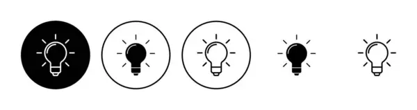 Zestaw Ikon Lampy Wektor Ikony Żarówki Symbol Pomysłu — Wektor stockowy