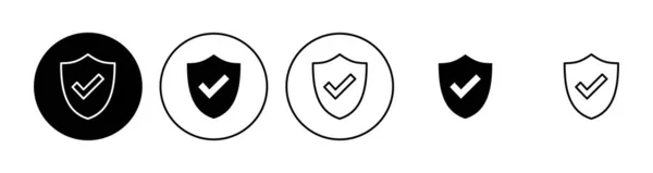 Conjunto Iconos Marca Verificación Escudo Protección Aprueba Signo Icono Seguro — Archivo Imágenes Vectoriales