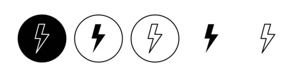 Blitz Icon Gesetzt Elektrischer Symbolvektor Macht Symbol Energiezeichen — Stockvektor
