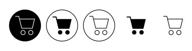 Alışveriş ikonu seti. Alışveriş arabası ikonu. Trolley simge vektörü