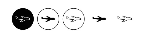 Ikonuppsättning För Flygplan Flygplansikonvektor Flygtransportsymbol Reseillustration Semestersymbol — Stock vektor