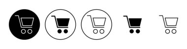 Alışveriş ikonu seti. Alışveriş arabası ikonu. Trolley simge vektörü