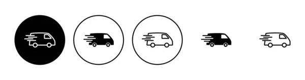Schnelle Lieferung Lkw Symbol Gesetzt Lieferwagen Symbol Ikone Der Schnellen — Stockvektor