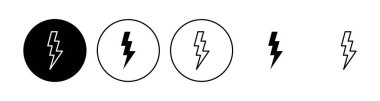 Şimşek simgesi ayarlandı. Elektrik ikon vektörü. Güç simgesi. enerji işareti