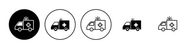 Ambulans simgesi hazır. Ambulans kamyonu ikon vektörü. Ambulans arabası