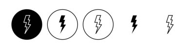Şimşek simgesi ayarlandı. Elektrik ikon vektörü. Güç simgesi. enerji işareti