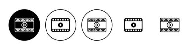 Video simgesi seti. Video kamera ikon vektörü. Film tabelası. Sinema
