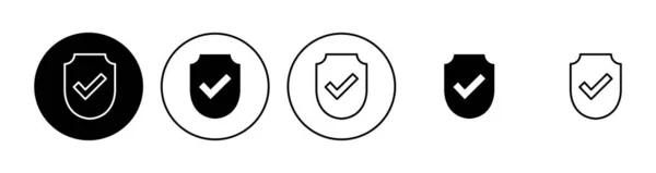 Shield Check Mark Icon Set Protection Approve Sign Safe Icon — Stock Vector