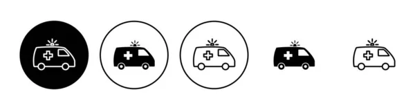 Ensemble Icônes Ambulance Ambulance Camion Icône Vecteur Ambulance Voiture — Image vectorielle