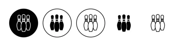 Bowling Ikon Set Bowlingboll Och Pin Ikon Kägelbultar — Stock vektor