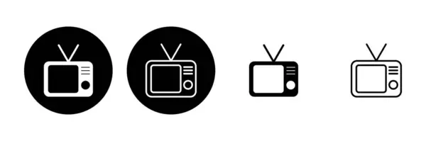 Icône Réglée Icône Télévision Vecteur — Image vectorielle