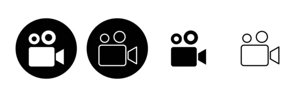 Набір Піктограм Відео Вектор Піктограми Відеокамери Фільм Знак Кінотеатр — стоковий вектор