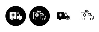 Ambulans simgesi hazır. Ambulans kamyonu ikon vektörü. Ambulans arabası