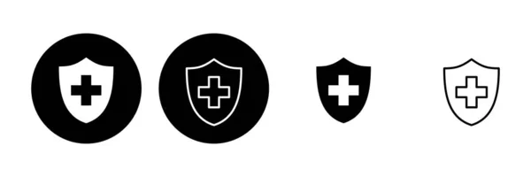 Set Icone Dell Assicurazione Sanitaria Icona Del Documento Sanitario Assicurativo — Vettoriale Stock