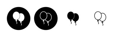 Balon simgesi ayarlandı. Parti balonu süsleme doğum günü vektörü. Balon siyah siluet simgesi