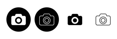 Kamera simgesi ayarlandı. Fotoğraf makinesi simgesi. kamera fotoğrafçılık simgesi.