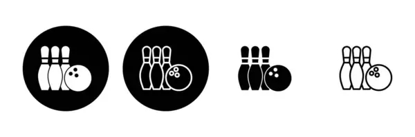 Bowling Icon Set Bowling Ball Pin Icon Bowling Pins — Stock Vector