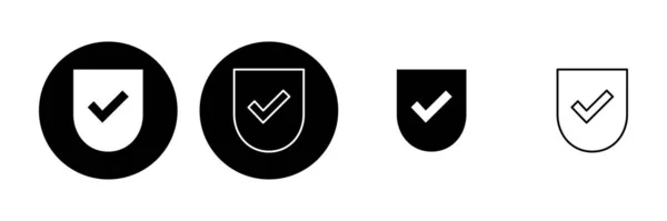Cochez Icône Bouclier Protection Approuver Signe Vecteur Icône Sûr — Image vectorielle