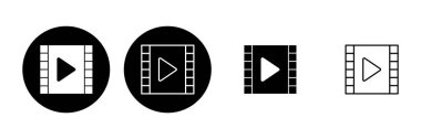 Video simgesi seti. Video kamera ikon vektörü. Film tabelası. Sinema