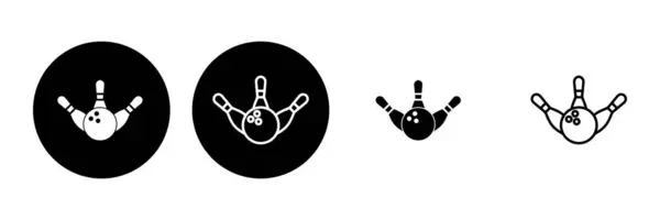 Боулинг Икона Набор Шар Боулинга Значок Кегли Боулинга — стоковый вектор