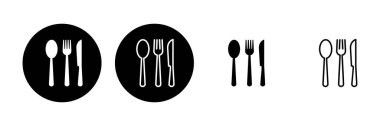 kaşık ve çatal ikonu seti. kaşık, çatal ve bıçak ikonu vektörü. restoran simgesi