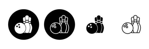 Bowling Icon Set Bowling Ball Pin Icon Bowling Pins — Stock Vector