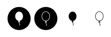 Balon simgesi ayarlandı. Parti balonu süsleme doğum günü vektörü. Balon siyah siluet simgesi