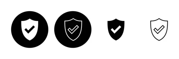 Cochez Icône Bouclier Protection Approuver Signe Vecteur Icône Sûr — Image vectorielle