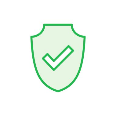 Kalkan kontrol işareti simgesi ayarlandı. Koruma onayı işareti. Güvenli simge vektörü