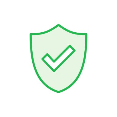 Kalkan kontrol işareti simgesi ayarlandı. Koruma onayı işareti. Güvenli simge vektörü