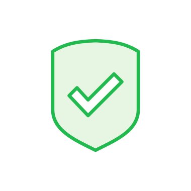 Kalkan kontrol işareti simgesi ayarlandı. Koruma onayı işareti. Güvenli simge vektörü