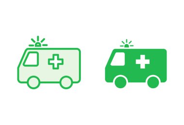 Ambulans simgesi hazır. Ambulans kamyonu ikon vektörü. Ambulans arabası