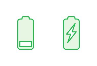 Batarya simgesi ayarlandı. Şarj seviyesi. pil yükleme simgesi