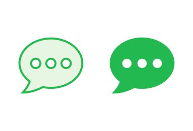 Sohbet simgesi ayarlandı. Konuşma balonu ikonu. Yorum simgesi vektörü. Mesaj var. Bizimle irtibata geç