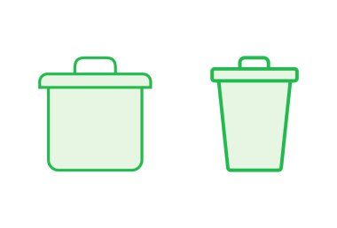 Çöp simgesi seti. Çöp kutusu simgesi. Simge vektörünü sil. çöp