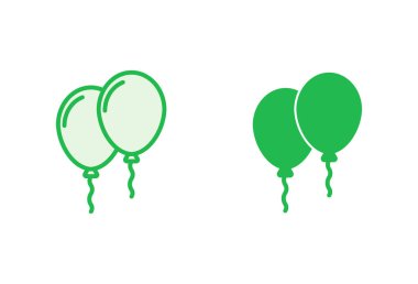 Balon simgesi ayarlandı. Parti balonu süsleme doğum günü vektörü. Balon siyah siluet simgesi