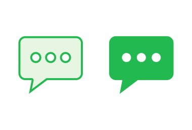 Sohbet simgesi ayarlandı. Konuşma balonu ikonu. Yorum simgesi vektörü. Mesaj var. Bizimle irtibata geç