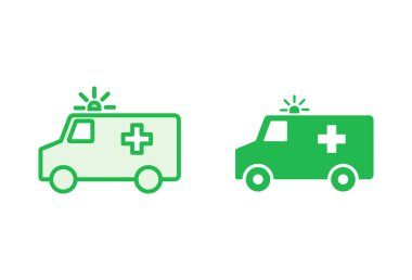 Ambulans simgesi hazır. Ambulans kamyonu ikon vektörü. Ambulans arabası