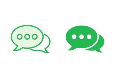 Sohbet simgesi ayarlandı. Konuşma balonu ikonu. Yorum simgesi vektörü. Mesaj var. Bizimle irtibata geç